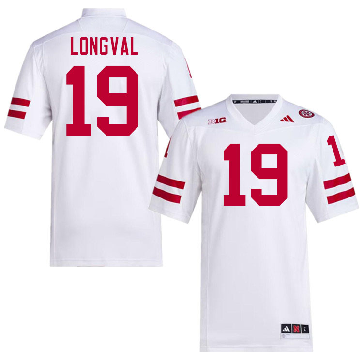 Men #19 Luke Longval Nebraska Cornhuskers College Football Jerseys Stitched Sale-White